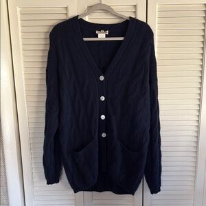 Malo cashmere Navy Blue Cable Knit Cardigan Sweater